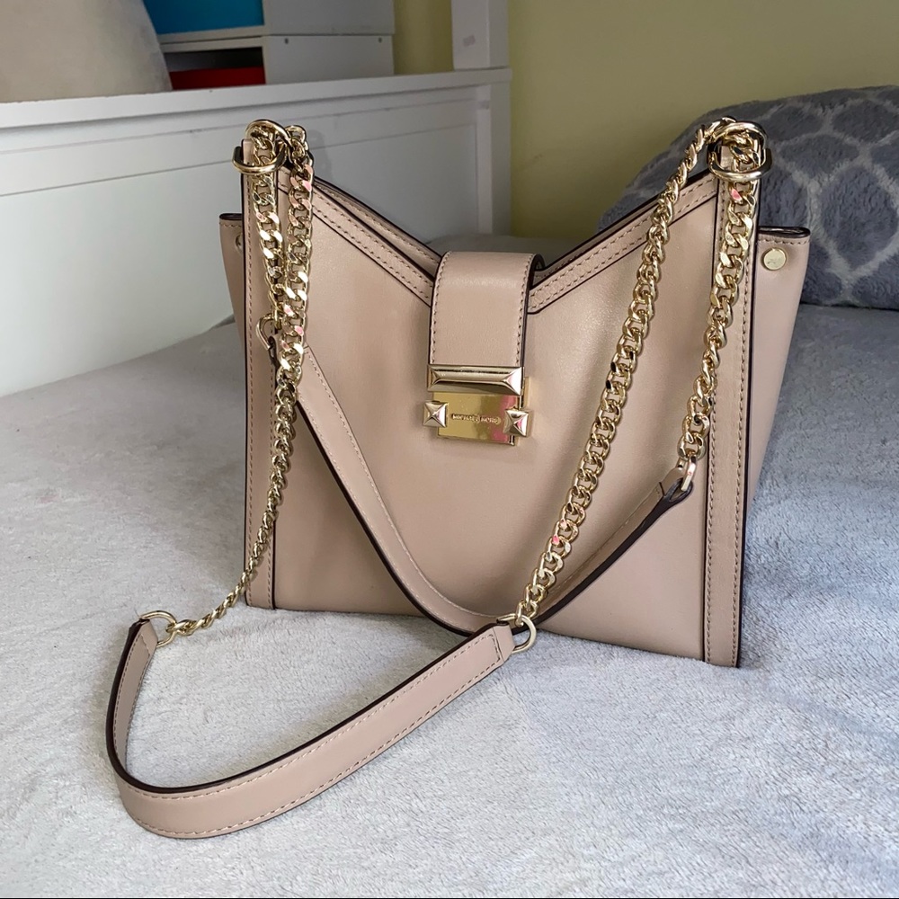 Michael Kors Whitney truffle small chain shoulder tote leather